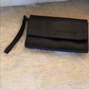 Black Leather Clutch with additional insert pocket